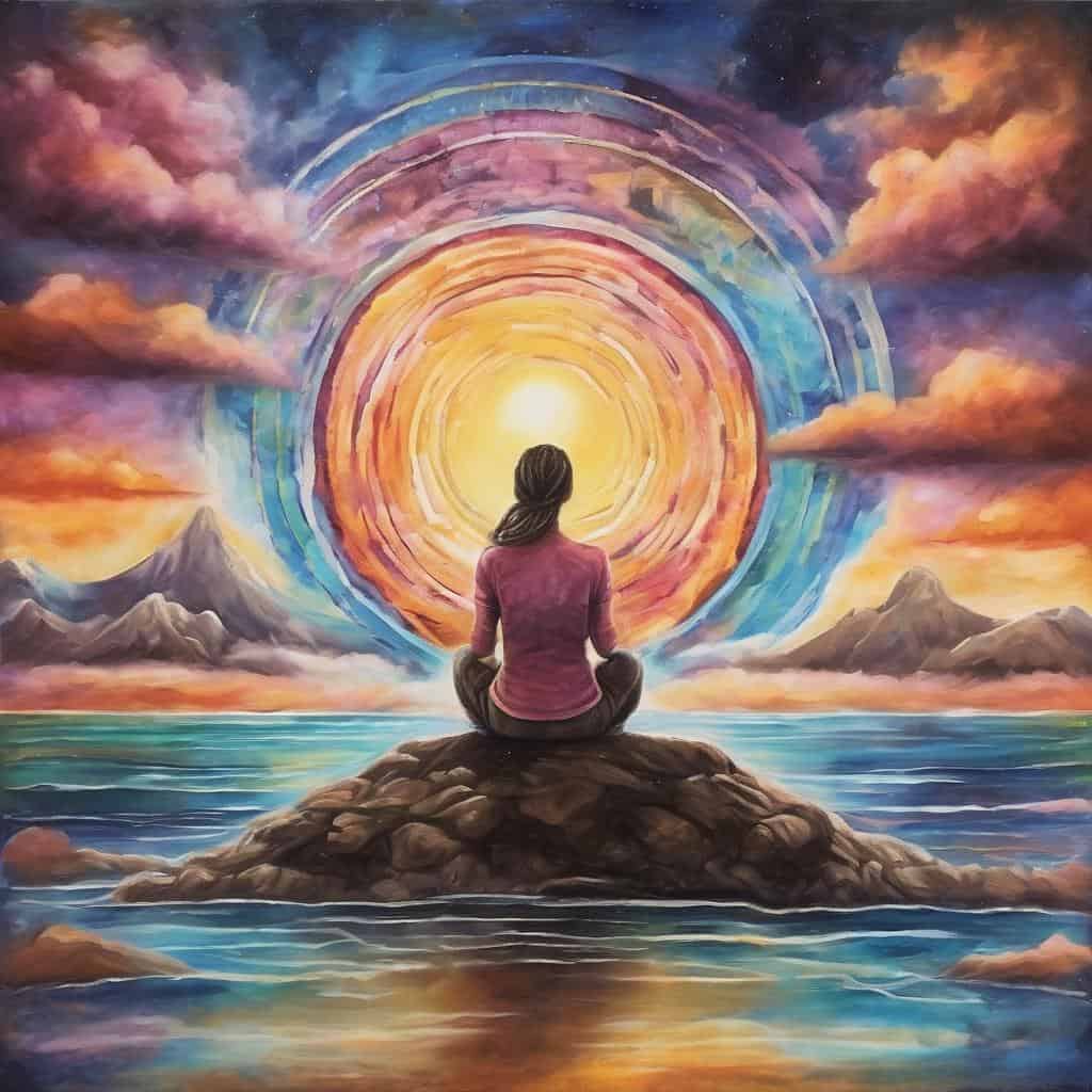 Αναπνευστική πρακτική και διαλογισμός σε φυσικό τοπίο.